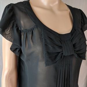 NWOT Sheer black short sleeve feminine top